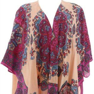 Theodora & Callum Open Front Printed Ruana Kimono